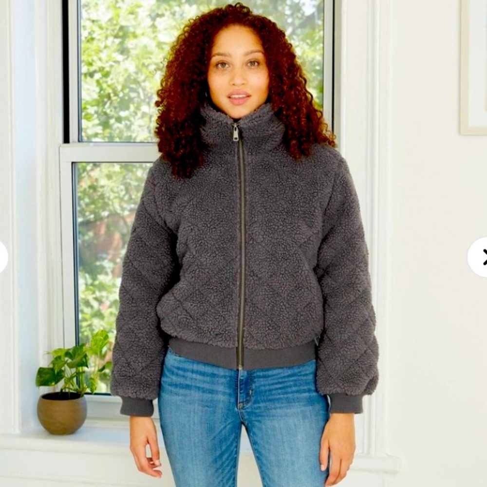 NWT Knox Rose Medium Charcoal Grey Sherpa Jacket